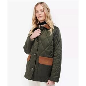 Barbour Bragar Quilted Barn Jacket Chore Coat Sage Ancient Green Size US 14 New